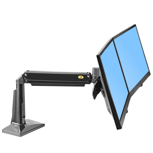 F27 czarny - uchwyt biurkowy na dwa monitory