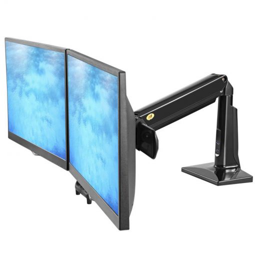 F27 czarny - uchwyt biurkowy na dwa monitory