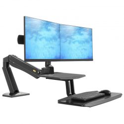 FC55-2A biurkowa stacja robocza z półką na klawiaturę i uchwytem na dwa monitory