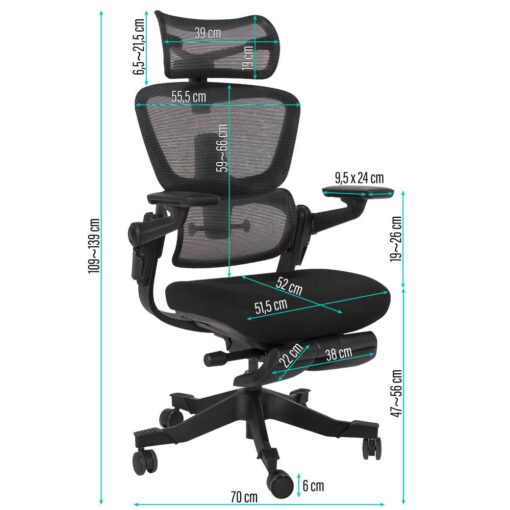 Nario-500 Wysokiej jakości Ergonomiczny fotel biurowy z pełną regulacją elementów
